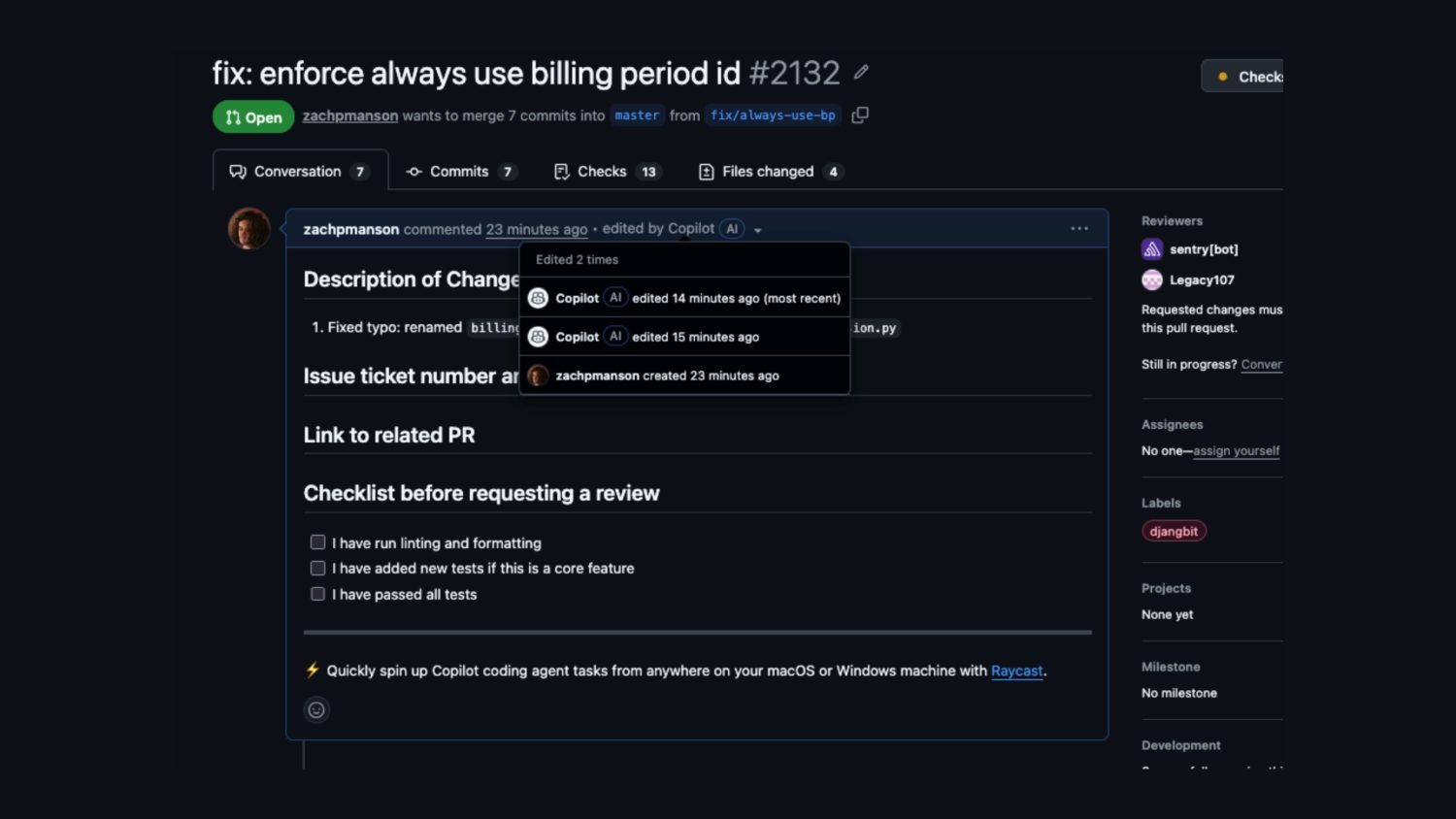 Exemplo de anúncio injetado pelo Copilot no GitHub
